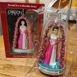 Carlton Cards Jacqueline Kennedy Pink and White Ornament